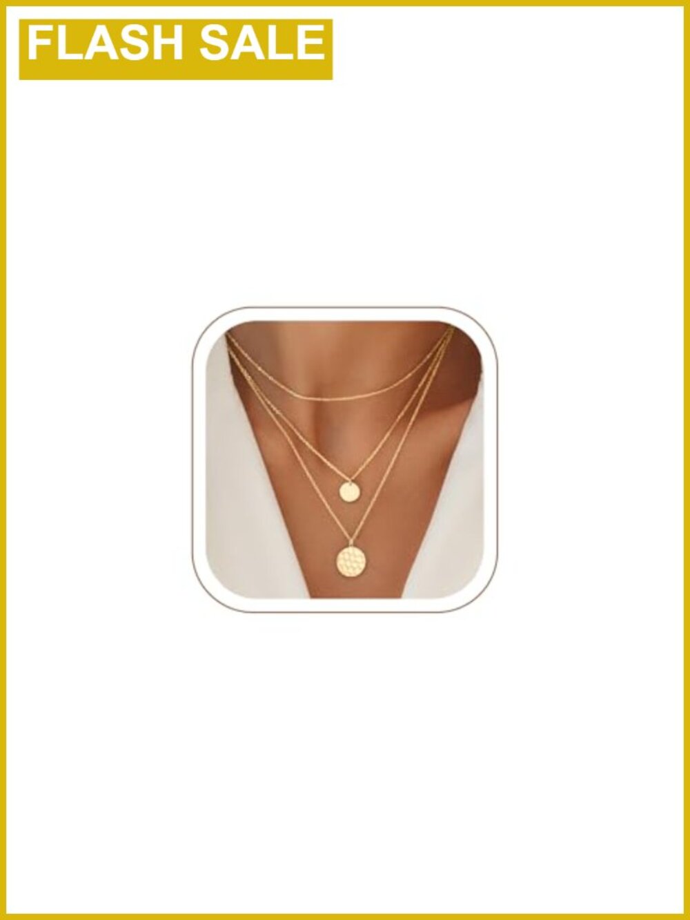 14K Gold Plated Layered Pendant Choker Necklace for Women Dainty